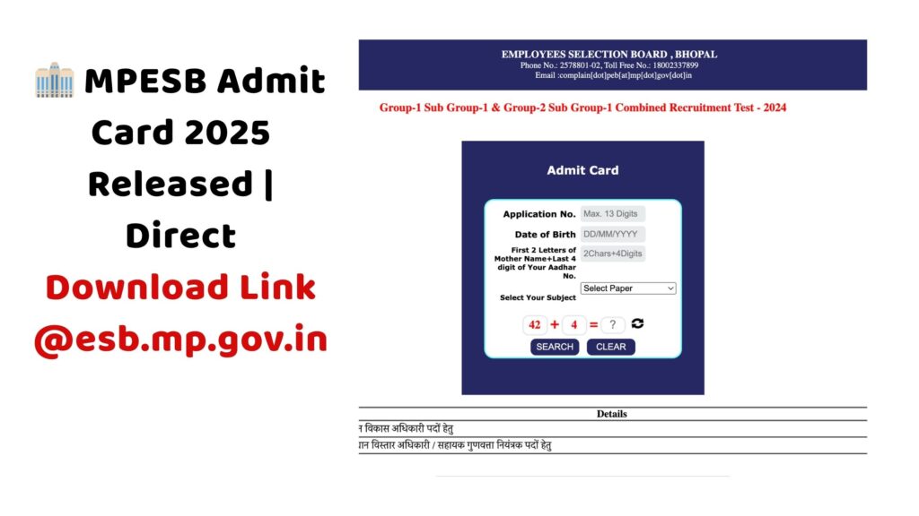 MPESB Admit Card 2025
