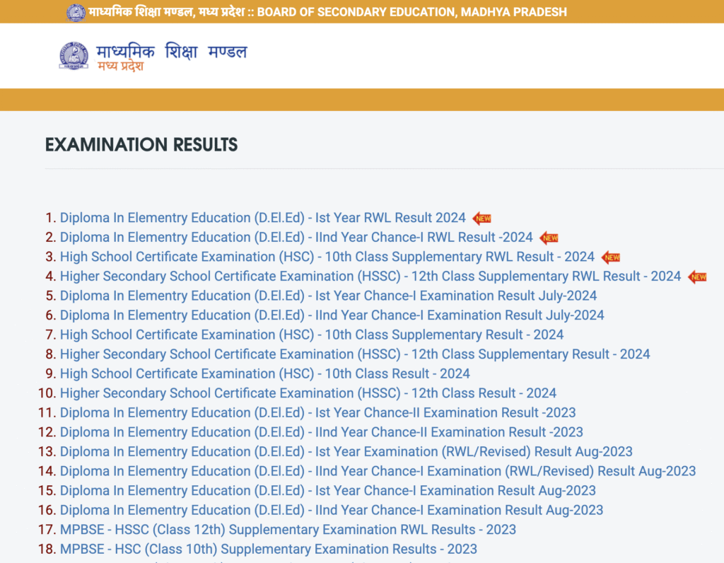 MP Board Result 2025