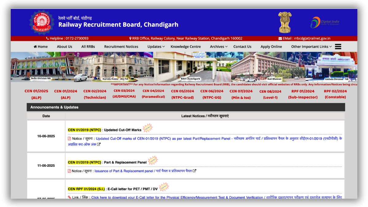 RRB NTPC Exam City Intimation Slip 2025