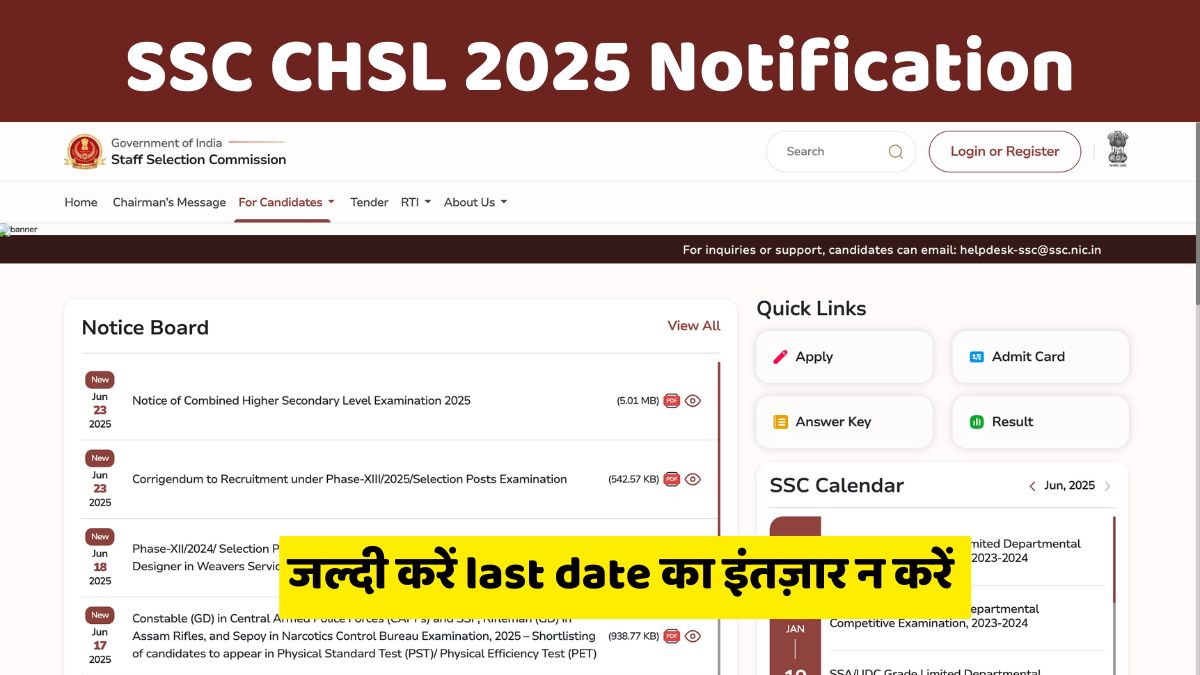SSC CHSL 2025 Notification