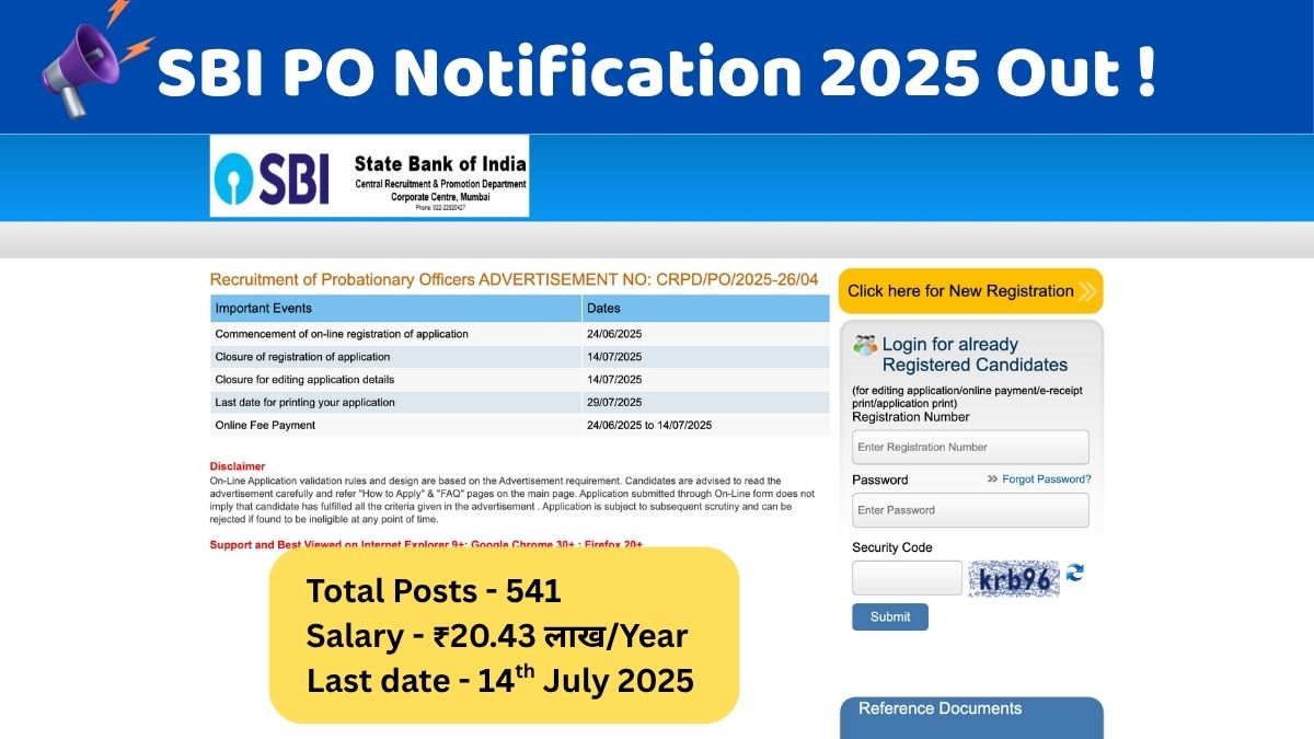 SBI PO Notification 2025