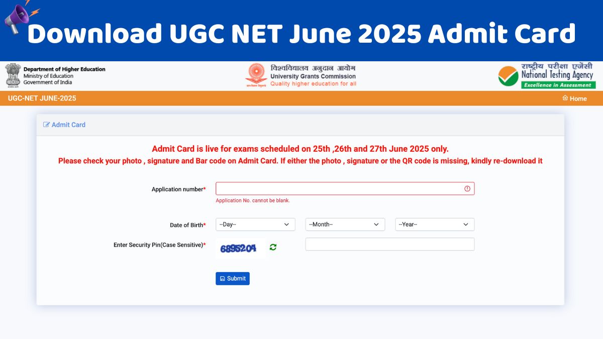 NTA UGC NET June 2025 Admit Card