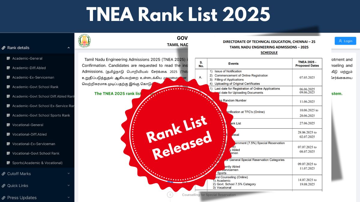 TNEA Rank List 2025
