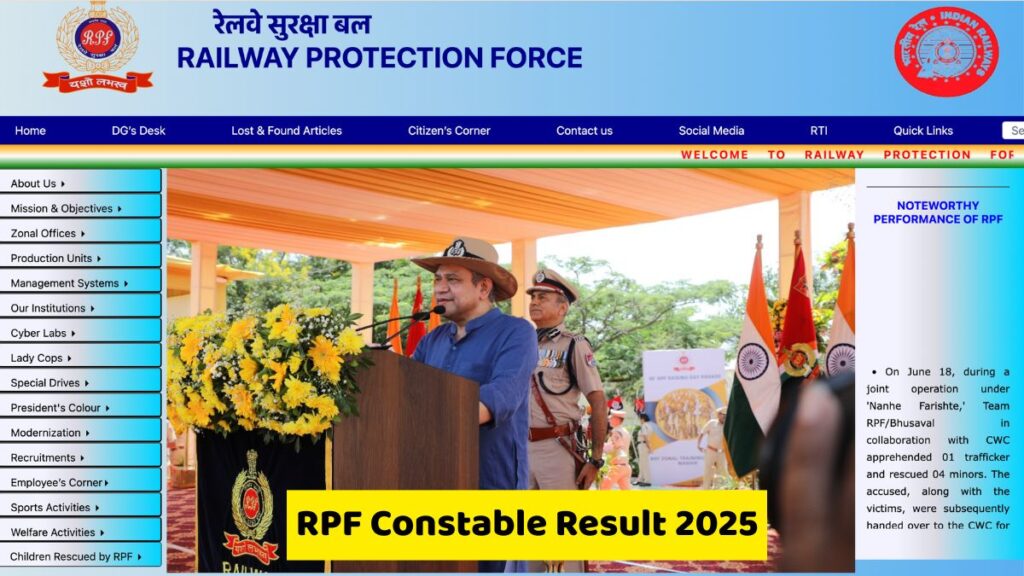 RPF Constable Result 2025