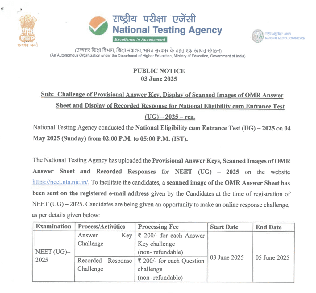 NEET Answer Key 2025
