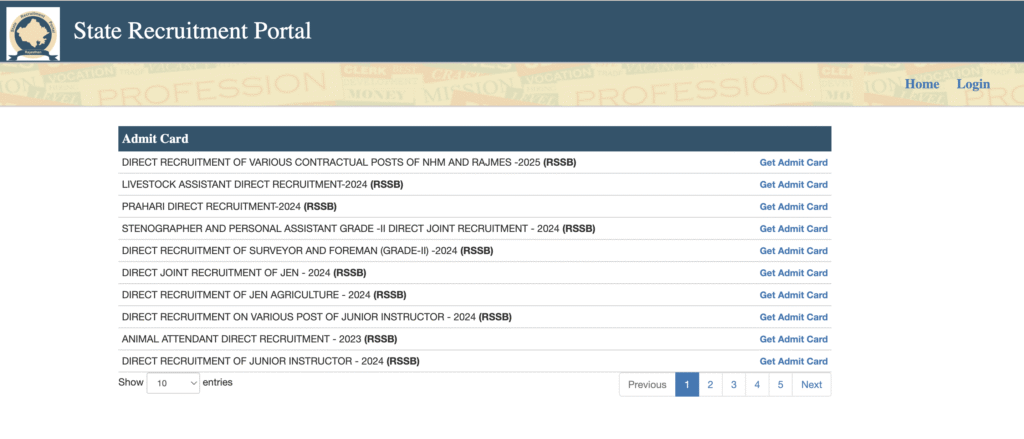 RSSB Admit Card 2025