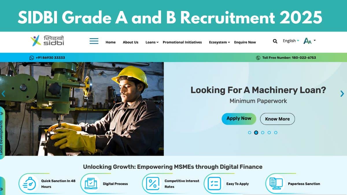 SIDBI Grade A and B Recruitment 2025