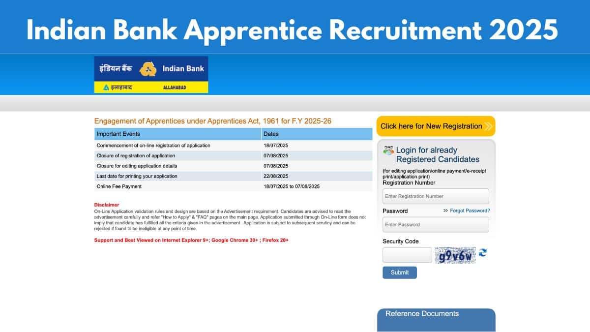 Indian Bank Apprentice Recruitment 2025