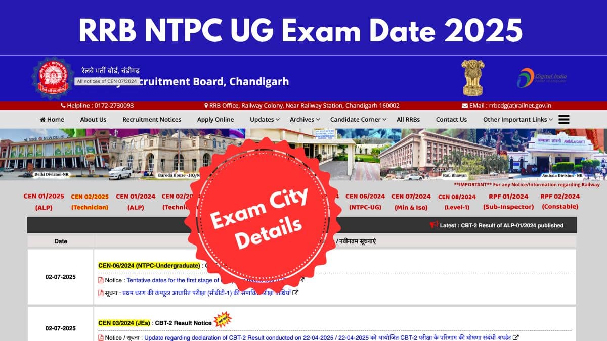 RRB NTPC UG Exam Date 2025