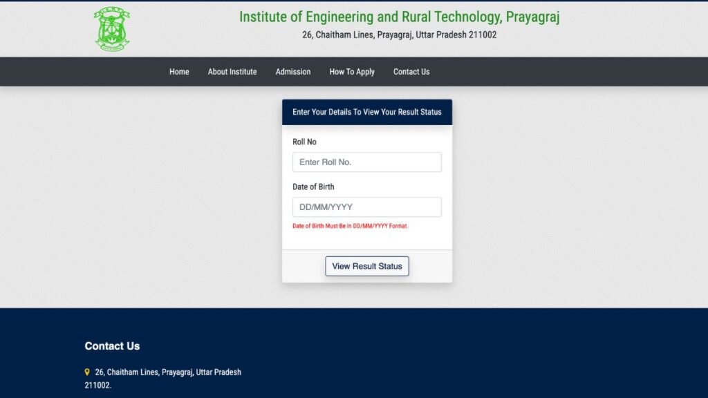 IERT Entrance Exam Result 2025