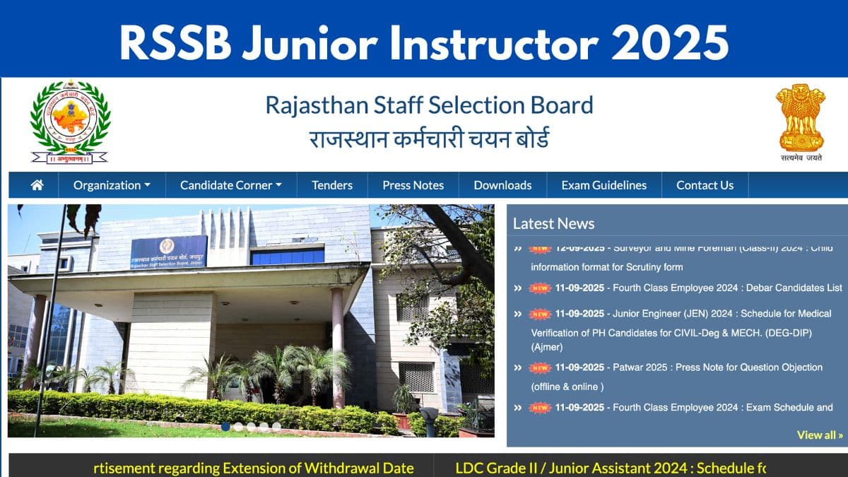 RSSB Junior Instructor Result 2025