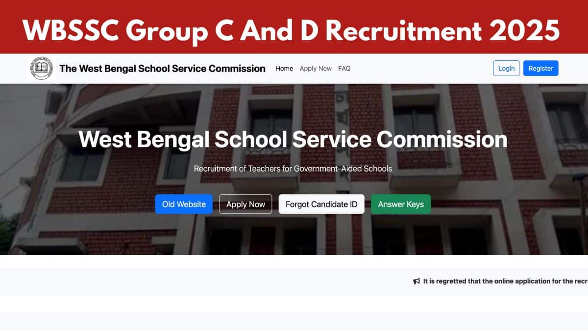 WBSSC Group C And D Recruitment 2025