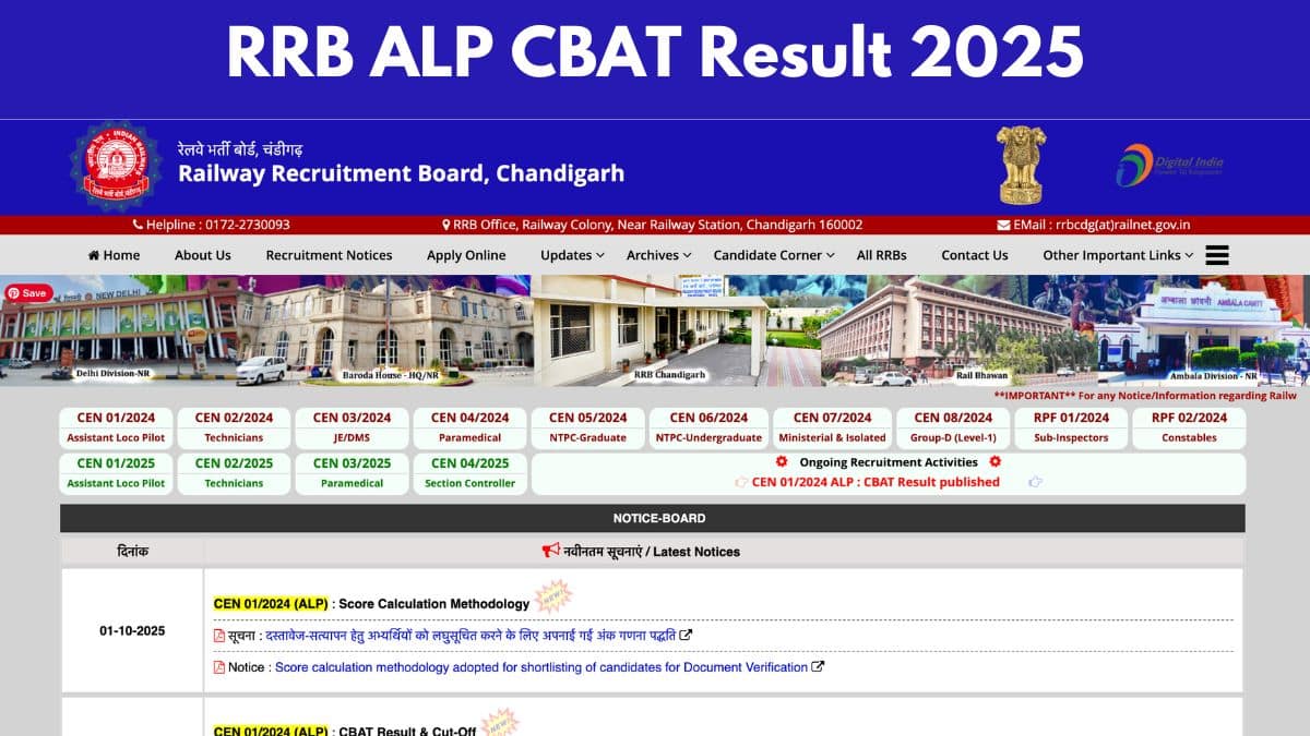 RRB ALP CBAT Result 2025