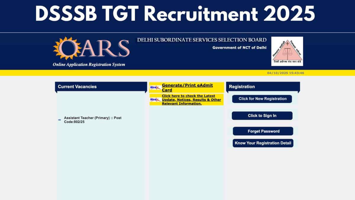 DSSSB TGT Recruitment 2025