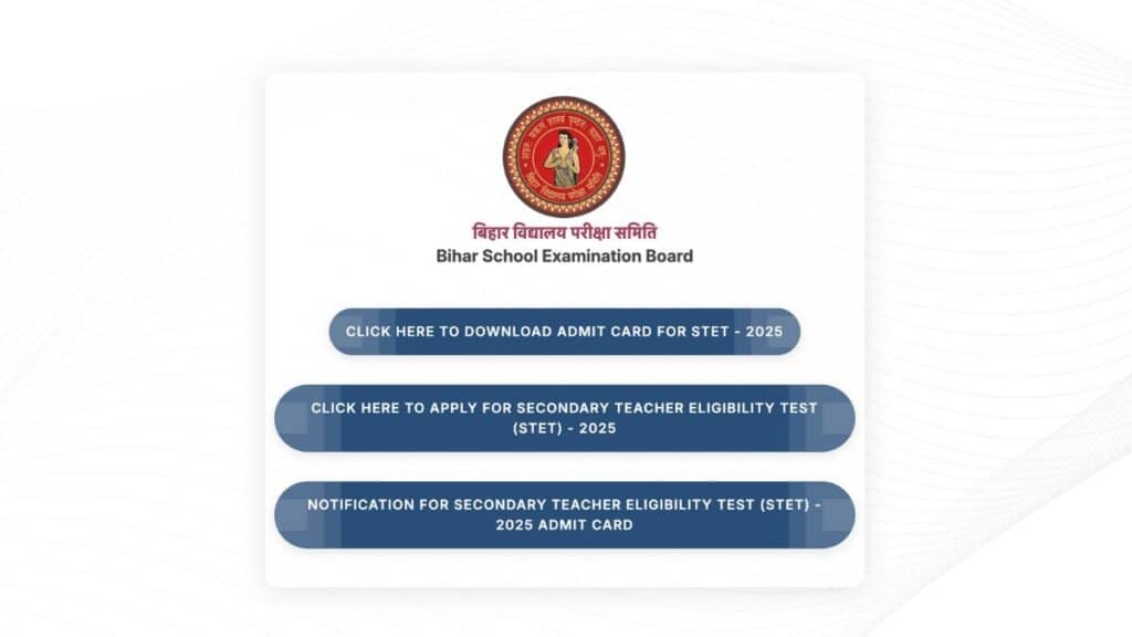 Bihar STET Admit Card 2025