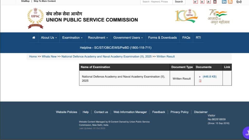 UPSC NDA Recruitment 2025