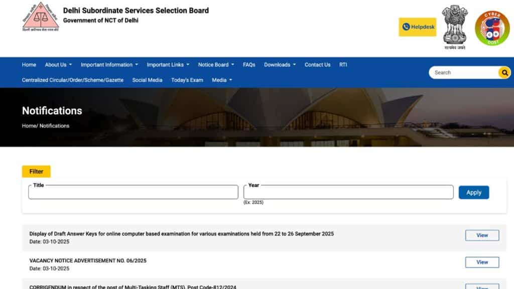 DSSSB TGT Recruitment 2025