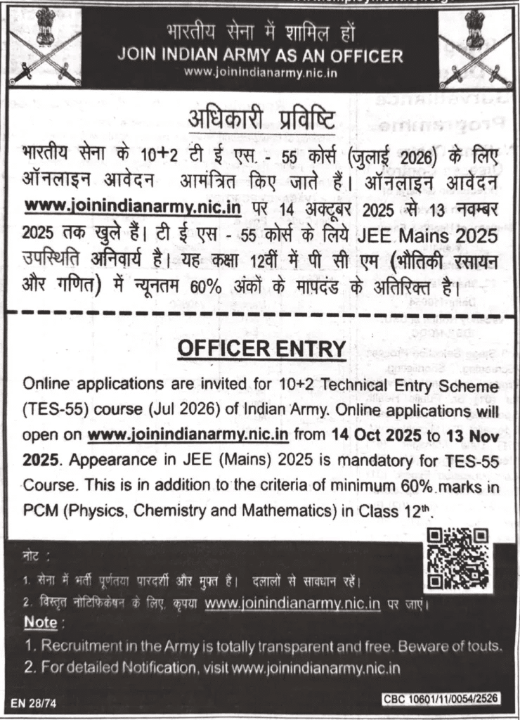 Army TES 55 Recruitment 2025
