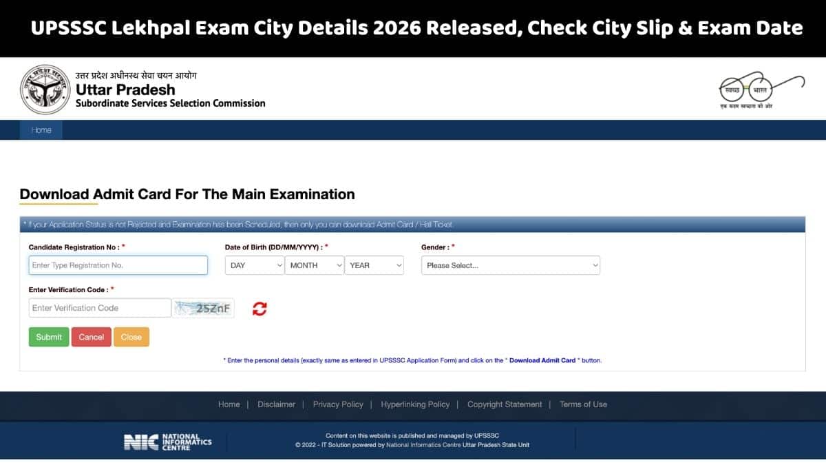 UPSSSC Lekhpal Exam City Details 2026