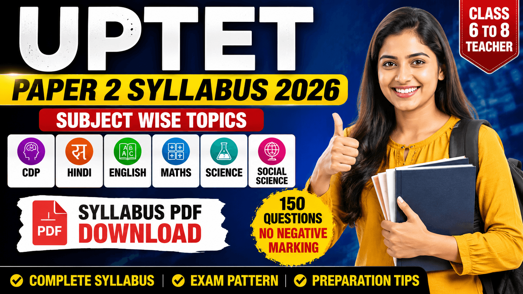 UPTET Paper 2 Syllabus 2026 PDF Download Subject Wise Topics