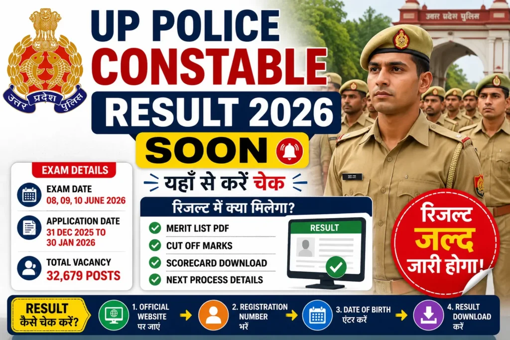 UP Police Constable Result 2026 Soon: Merit List PDF, Cut Off Marks, Scorecard Direct Link @ uppbpb.gov.in 1 UP Police Constable Result 2026 Soon – Result Check Process