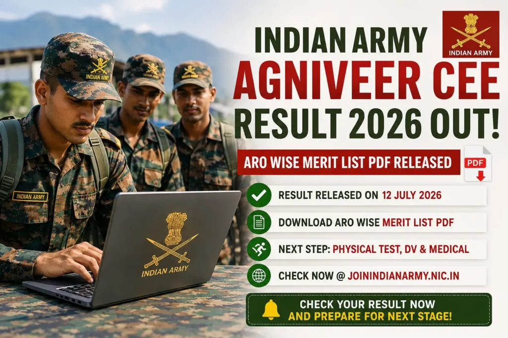 Indian Army Agniveer CEE Result 2026 Out: ARO Wise Merit List PDF जारी, यहां देखें अगला चरण क्या होगा 1 Indian Army Agniveer CEE Result 2026 candidates checking ARO Wise Merit List PDF
