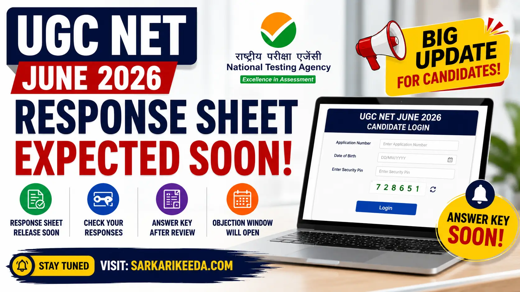UGC NET June 2026 Response Sheet Download Link, Answer Key Release Date, NTA Login