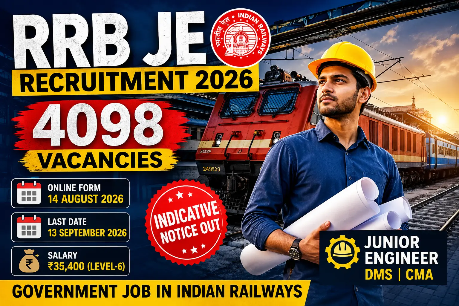 RRB JE Recruitment 2026 Notification for 4098 Vacancies