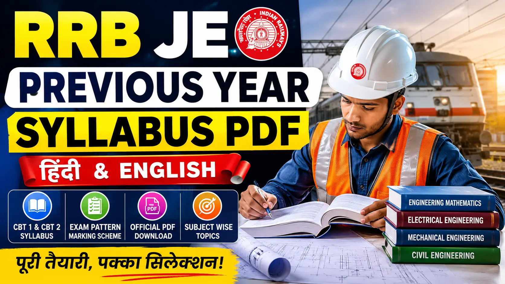 RRB JE Previous Year Syllabus PDF Official Hindi and English for CBT 1 and CBT 2 Exam