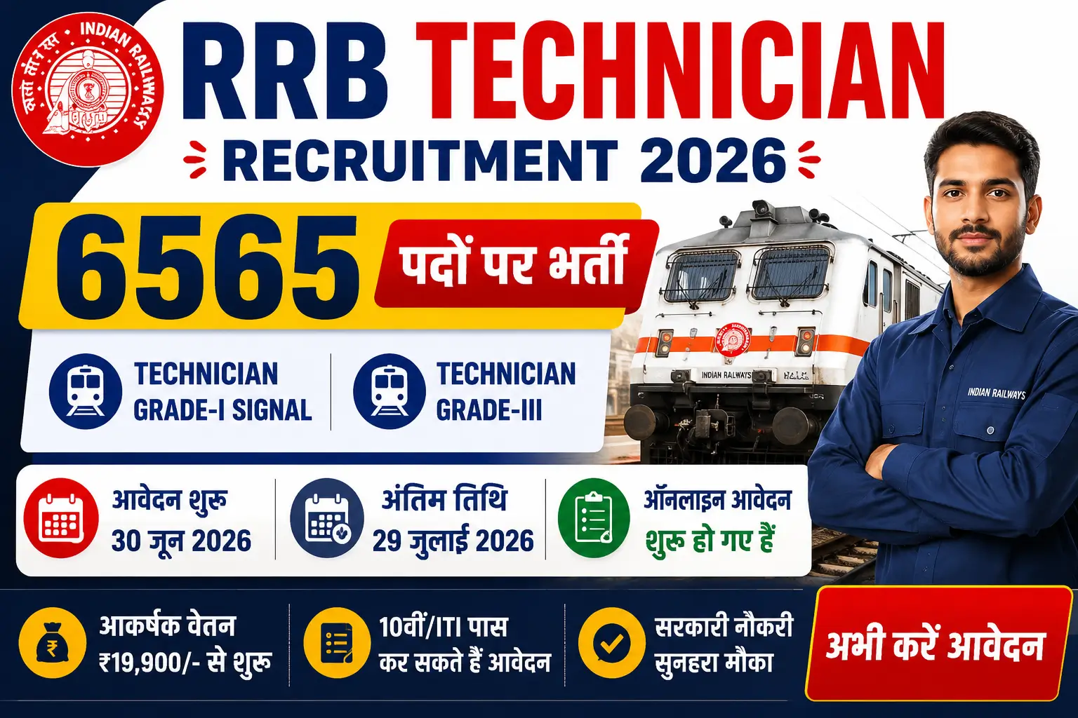 RRB Technician Recruitment 2026 Short Notice PDF for 6565 Technician Grade-I Signal and Grade-III Posts