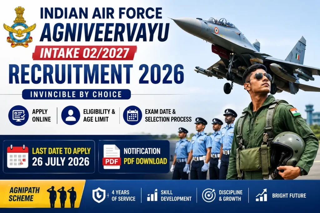 Indian Air Force Agniveervayu Online Form 2026: Intake 02/2027 Apply Online, Eligibility, Last Date 1 Indian Air Force Agniveervayu Intake 02/2027 Recruitment 2026