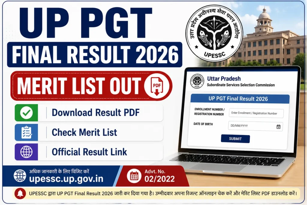 UP PGT Final Result 2026 Out, Merit List PDF Download @ upessc.up.gov.in 1 UP PGT Final Result 2026 Merit List PDF Download
