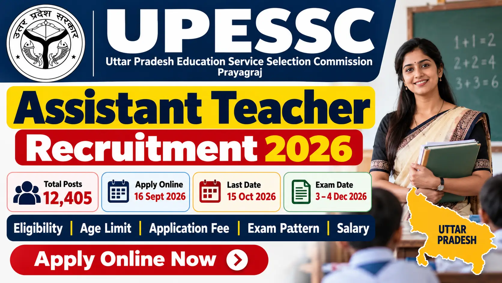 UPESSC Assistant Teacher Recruitment 2026 for 12,405 Posts