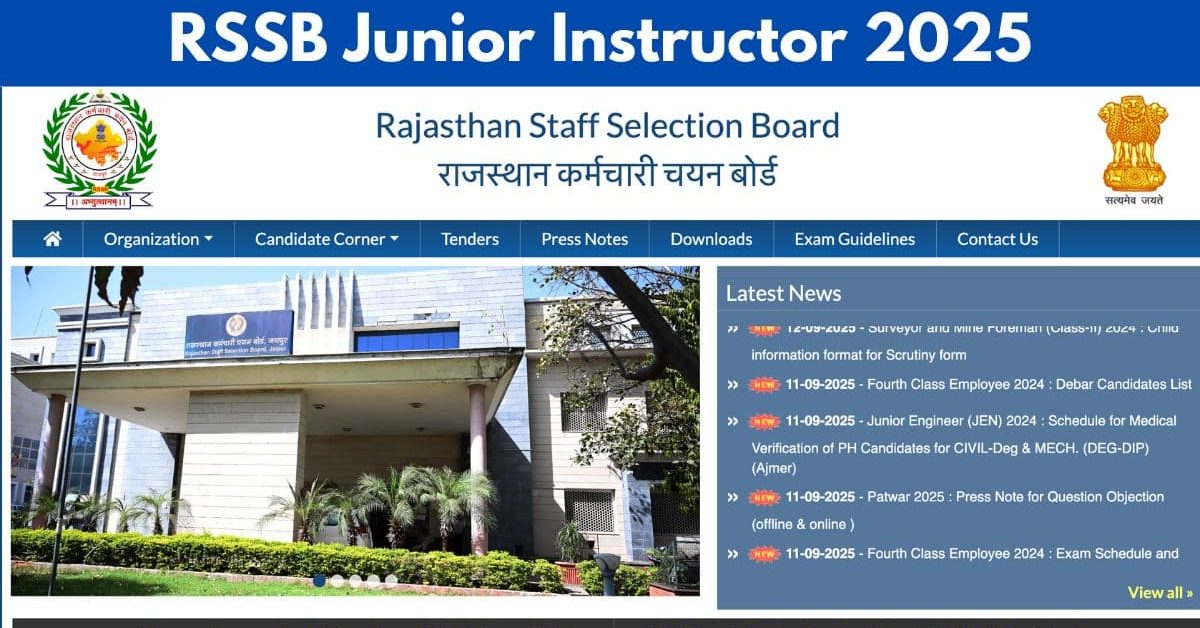 RSSB Junior Instructor Result 2025