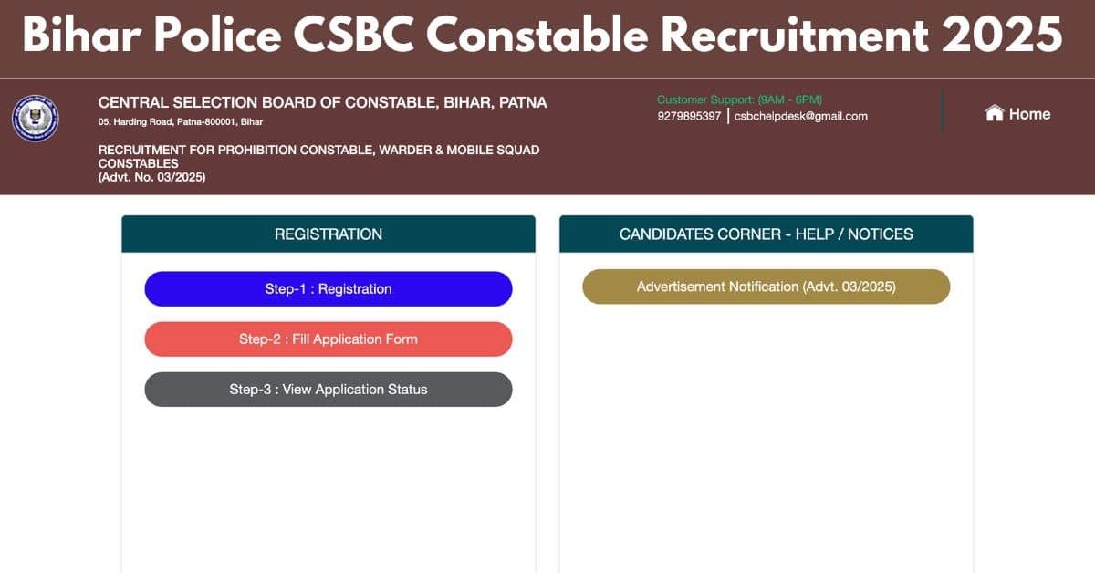 Bihar Police CSBC Constable Recruitment 2025