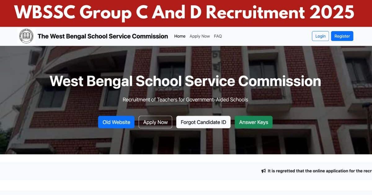 WBSSC Group C And D Recruitment 2025