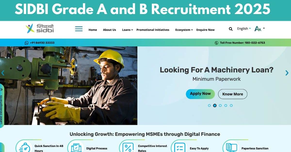 SIDBI Grade A and B Recruitment 2025