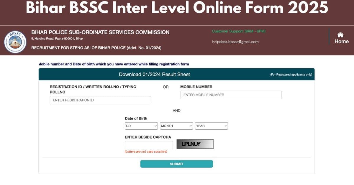 BPSSC ASI Steno Marks 2025