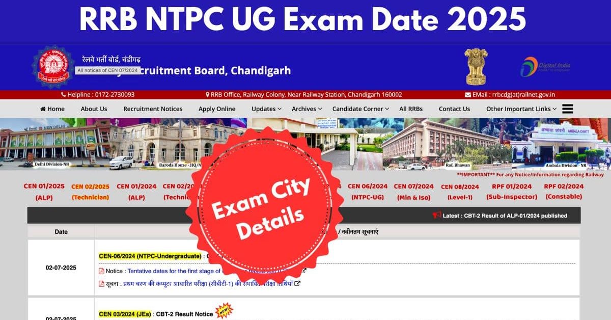 RRB NTPC UG Exam Date 2025