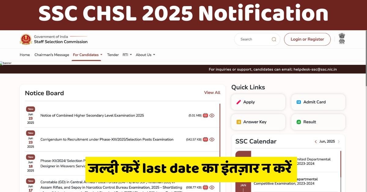 SSC CHSL 2025 Notification