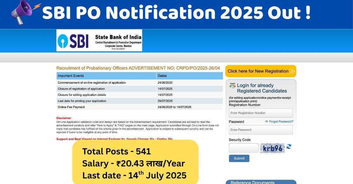 SBI PO Notification 2025