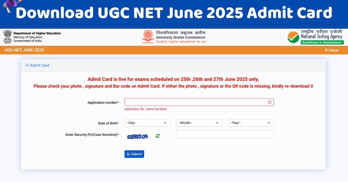 NTA UGC NET June 2025 Admit Card