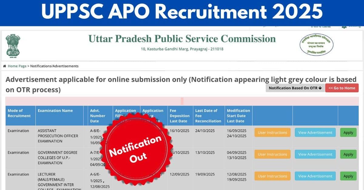 UPPSC APO Recruitment 2025