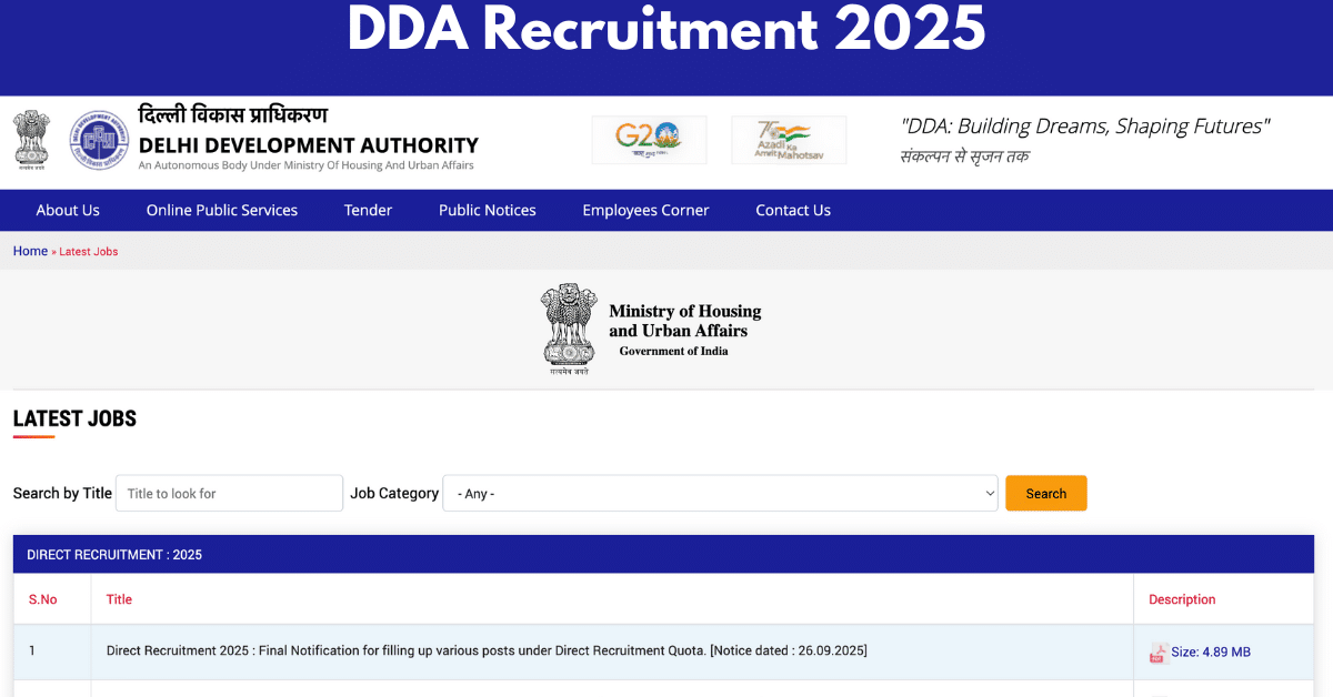DDA Recruitment 2025